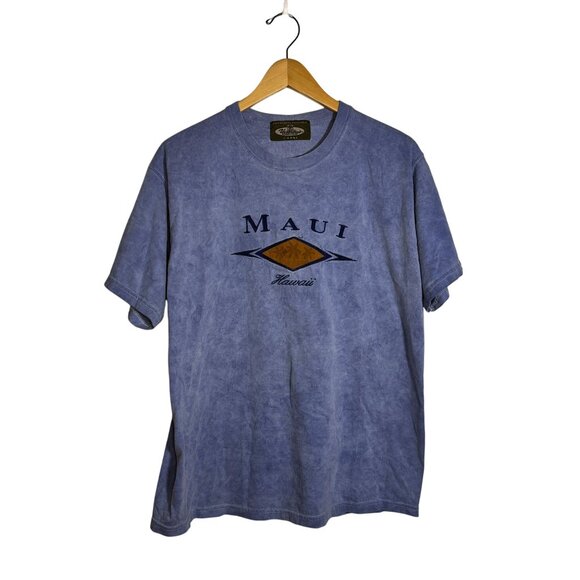 Yesterdays Sportswear Maui Hawaii T-Shirt Large Blue Tie-Dye Graphic Crewneck So - Picture 1 of 7